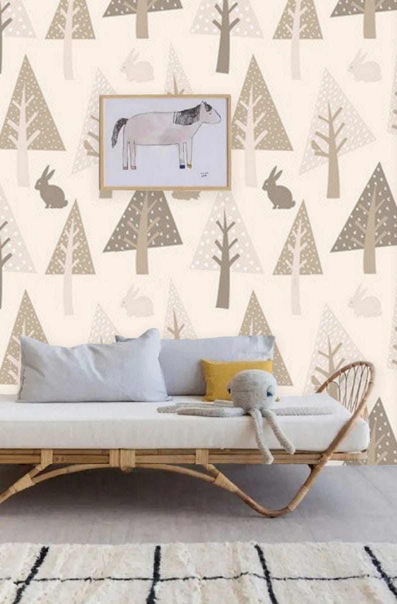 Woodlands Animals Wall Mural Removable Wallpaper Woodland Etsy