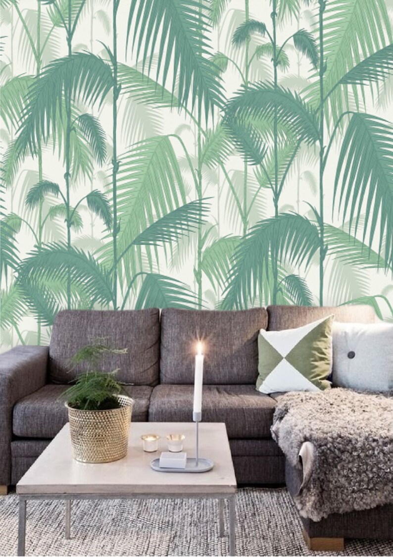 Green Palm Leaf Wallpaper Peel and Stick Jungle Tropical Etsy