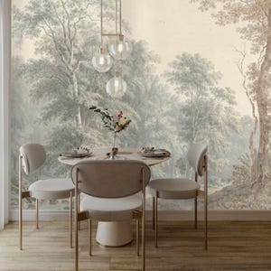 Vintage Forest Scenery Muted Faded Peel and Stick Wall Mural on Etsy