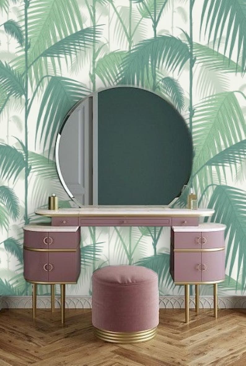 Green Palm Leaf Wallpaper Peel and Stick Jungle Tropical Etsy