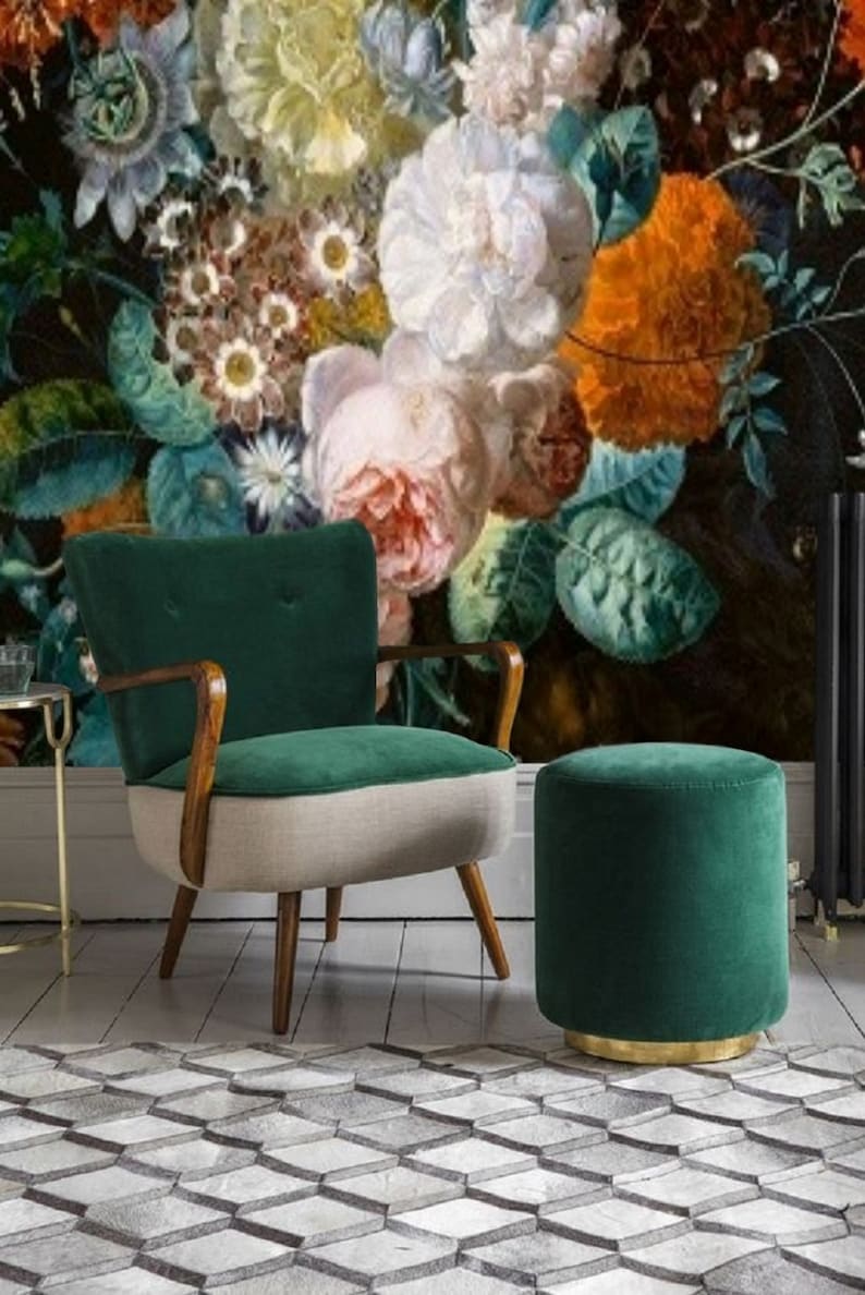 Dutch Floral Wallpaper Mural Peel & Stick Wallpaper Remove Etsy Canada