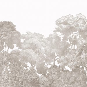 Grey Beige Neutral Tree Rain Forest Wallpaper Mural Peel and Stick on Etsy