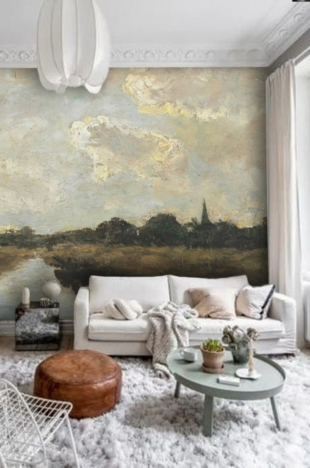 Antique Oil Painting Landscape Wallpaper, Peel and Stick Vintage ...