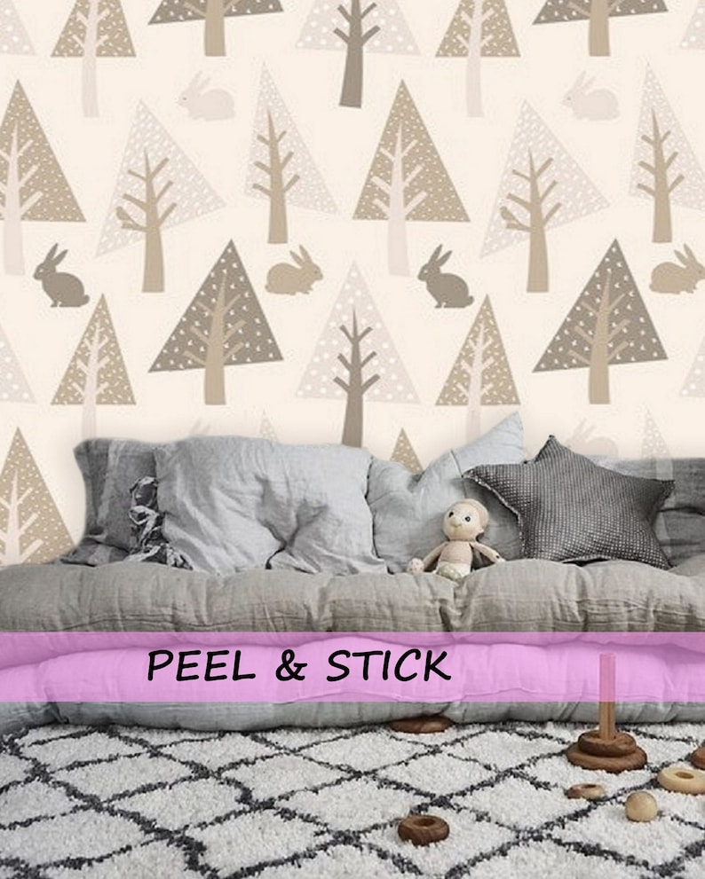 Woodlands Animals Wall Mural Removable Wallpaper Woodland Etsy