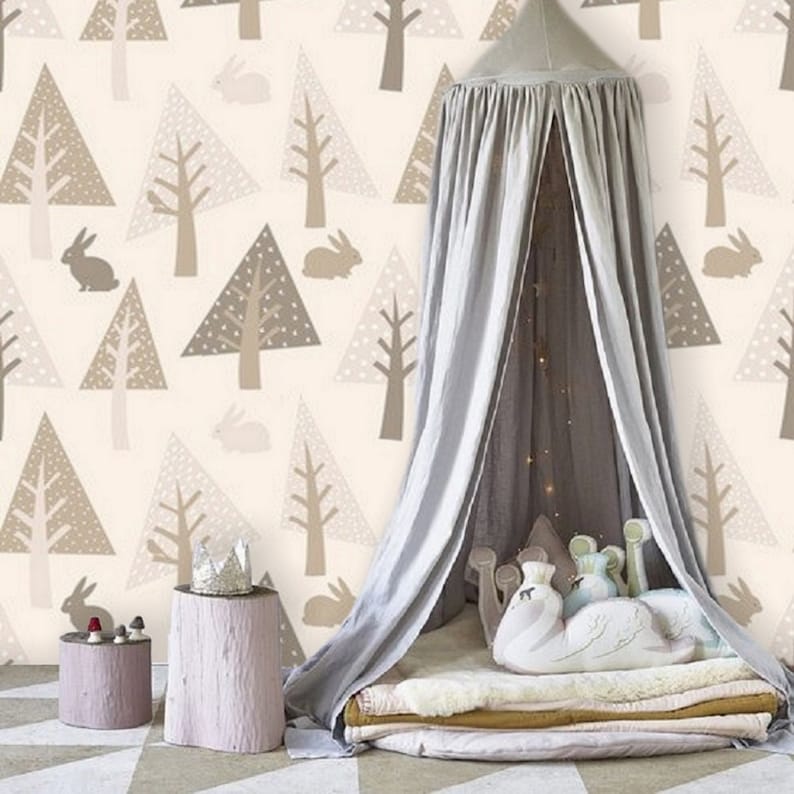 Woodlands Animals Wall Mural Removable Wallpaper Woodland Etsy