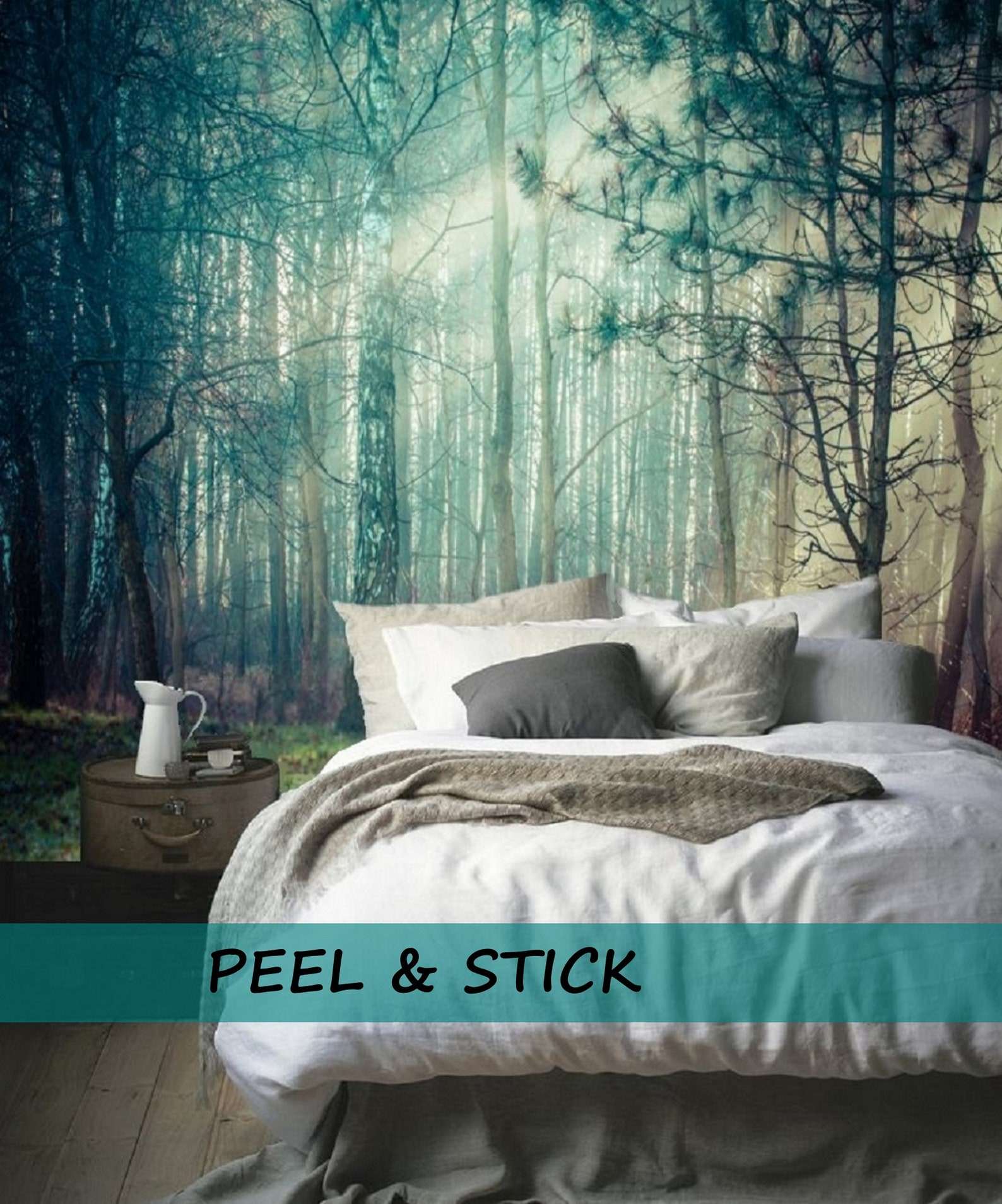 Forest Wall Mural Removable Wallpaper Forest Mural Peel & Etsy