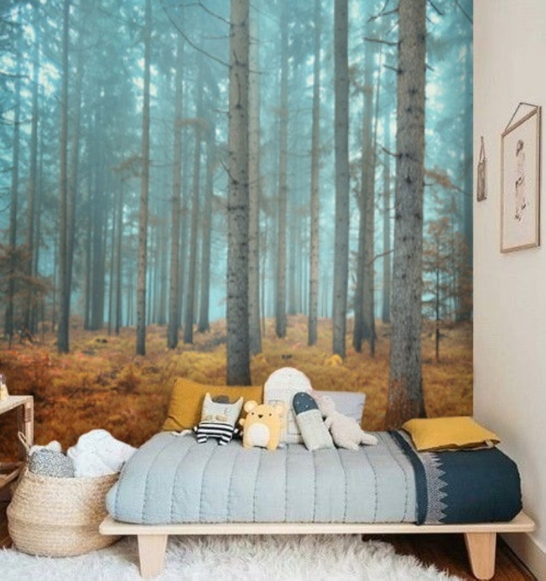 Removable Wallpaper Forest Wall Mural Peel and Stick Etsy