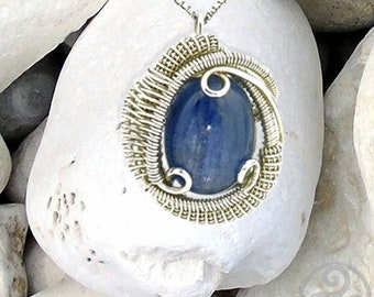Blue Kyanite Throat Chakra Necklace, Energy Healing Crystal Wire Wrapped Jewelry for Speech Communication Anxiety Relief