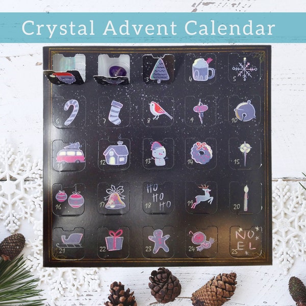 Crystal Advent Calendar, Gemstone Christmas Countdown Calendar, Advent Box Christmas Calendar, Christmas Advent Rock Mineral & Gemstone Gift