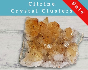 Citrine Cluster Natural Stone Crystal Specimen For Your Mineral Gemstone & Rock Collection, Altar Table Healing Crystal Grid or Boho Decor