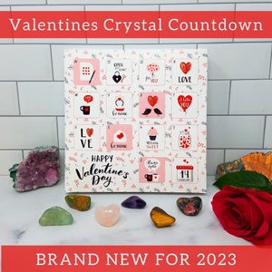 Valentines Crystal Advent Calendar With Tumbled Stones | Countdown To Valentine’s Day in February | Gift Box | Romantic Gift For Him & Her