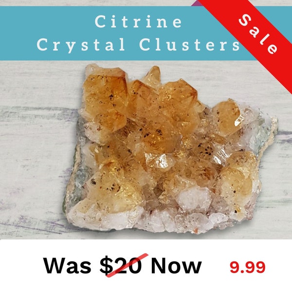 Citrine Cluster Natural Stone Crystal Specimen For Your Mineral Gemstone & Rock Collection, Altar Table Healing Crystal Grid or Boho Decor