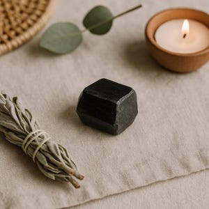 Black Tourmaline natural stone crystal specimen for your mineral gemstone & rock collection, healing crystal grid or boho decor image 2