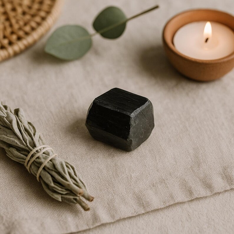 Black Tourmaline natural stone crystal specimen for your mineral gemstone & rock collection, healing crystal grid or boho decor image 2