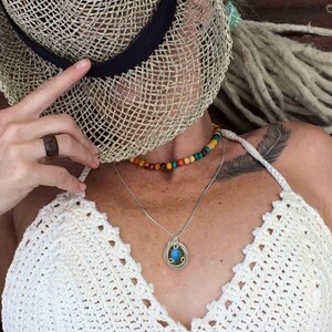 Labradorite Wire Wrapped Pendant, Cute Silver Dainty Boho Necklace, Celestial Spiral Galaxy & Trislekion Jewelry, Healing Crystal Necklace