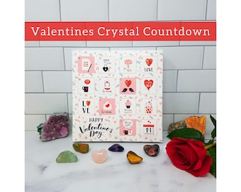 Valentines Crystal Advent Calendar With Tumbled Stones | Countdown To Valentine’s Day in February | Gift Box | Romantic Gift For Him & Her