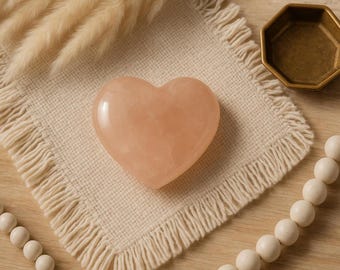 Rose Quartz Heart natural stone crystal specimen for your mineral gemstone & rock collection, healing crystal grid or boho decor
