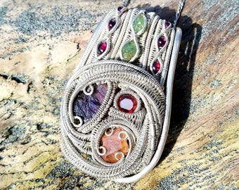 Garnet Pendant | Talisman & Amulet Necklace | 100% Natural Gemstone Wire Wrapped Jewelry Statement Pendant  | Heady Pendant Crystal Jewelry