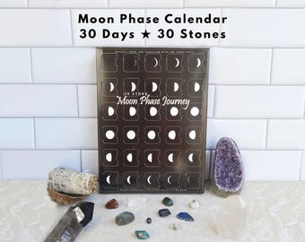 Moon Phase Calendar Crystal Mystery Box, Self Care Box for Wellness Mindfulness & Personal Development