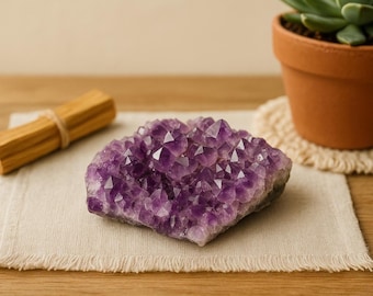 Purple Amethyst Cluster – Raw Natural Crystal, Druze, Geode, Gemstone for Collection