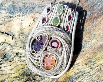 Garnet Pendant | Talisman & Amulet Necklace | 100% Natural Gemstone Wire Wrapped Jewelry Statement Pendant  | Heady Pendant Crystal Jewelry