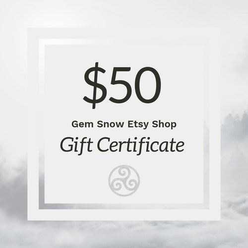 gift certificate for 50 dollars to spend in our etsy shop gem etsy gift certificate for 50