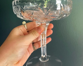Early Antique 20th Century Cut Crystal Pedestal Compote Dish