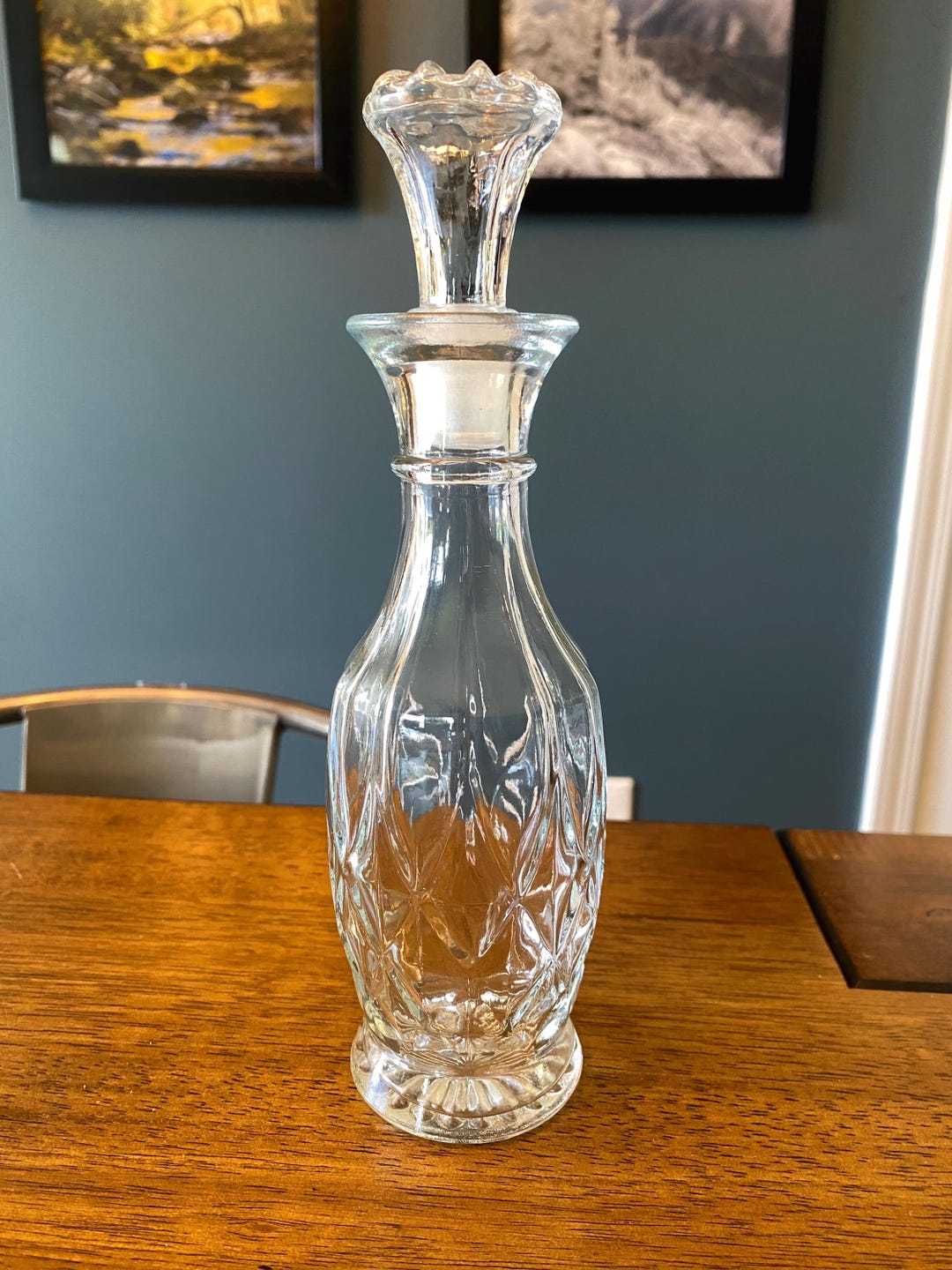 Decater Vintage Pressed Glass Decater With Stopper Clear Glass Cruet Mid ...