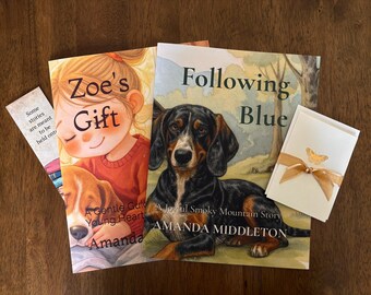 Presentfärdigt barnböcker Zoe's and Following Blue Book Bundle med presentkort