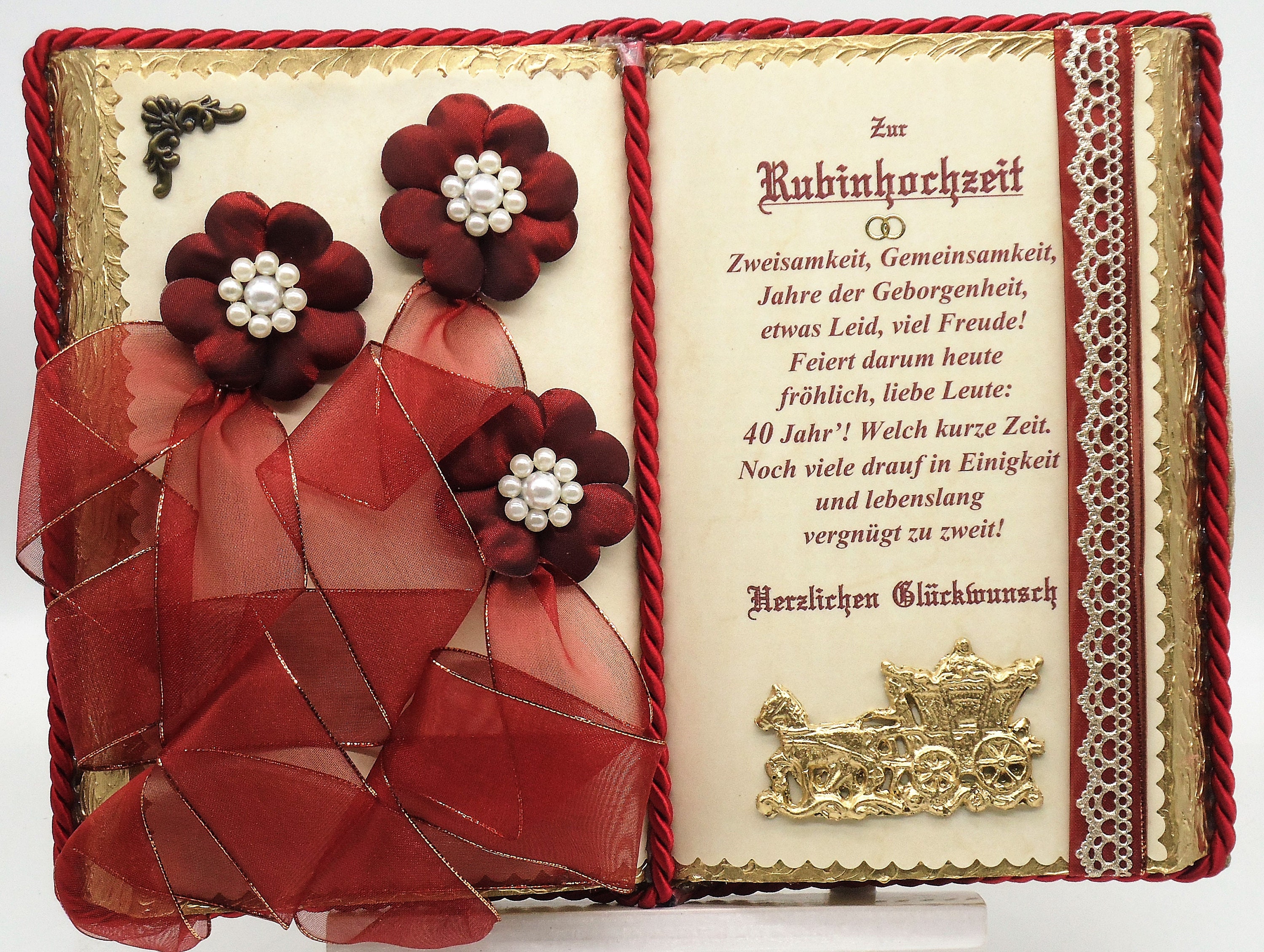 Rubinhochzeit 40jähriges Ehejubiläum Dekobuch mit Etsy