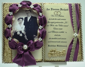 Handmade decorative book for the "Iron Wedding" for photo with wooden book stand