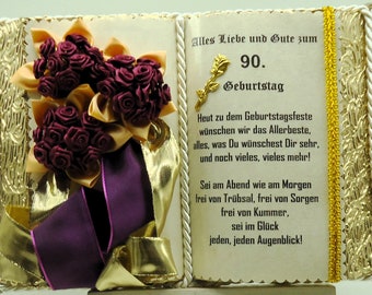 90. Geburtstag – Dekobuch mit Holz-Buchständer