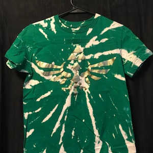 Legend of Zelda Triforce Tee / Acid Washed / Bleach Tie Dye / Spiral Design / Women&#39;s S