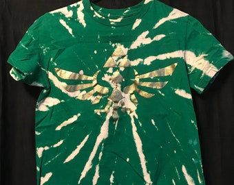Leyenda de Zelda Triforce Tee / Acid Washed / Bleach Tie Dye / Spiral Design / Women's