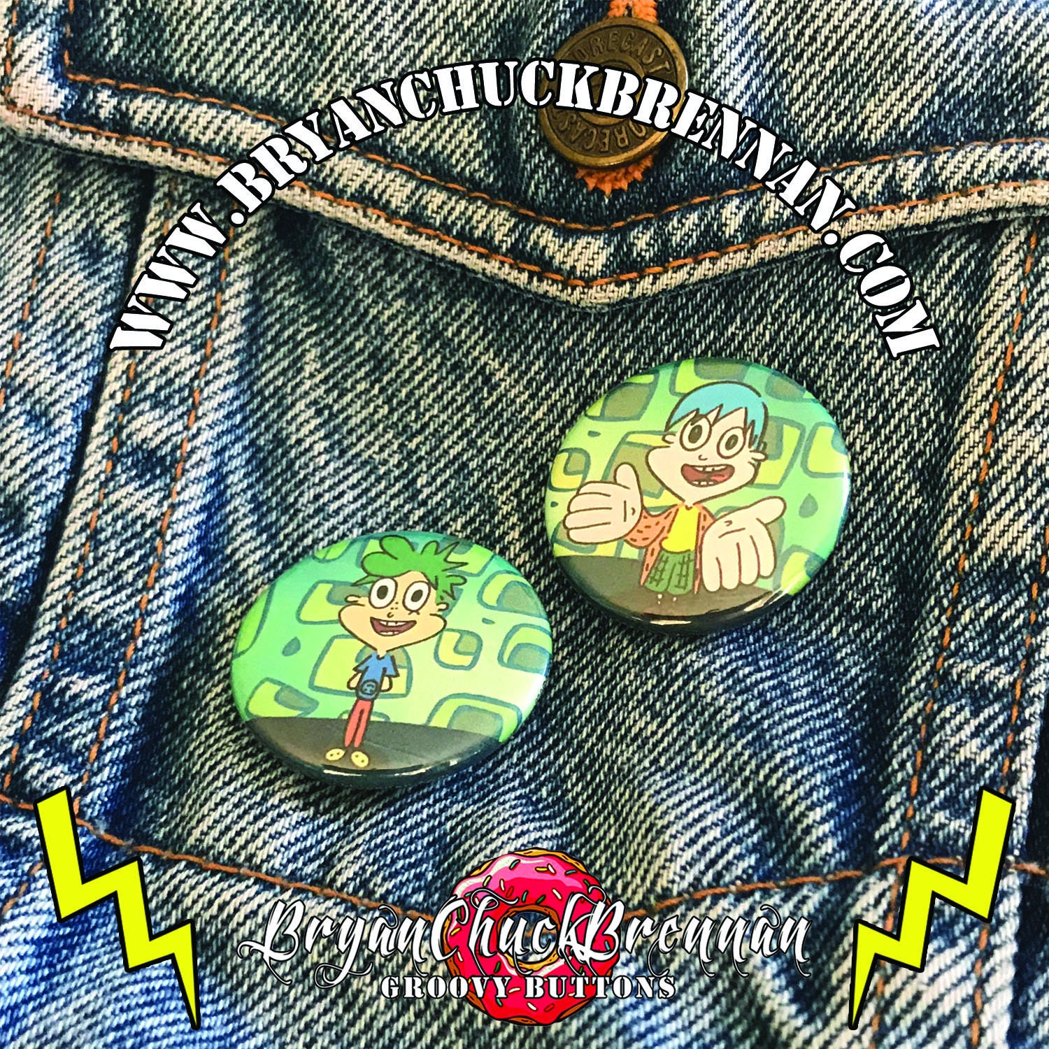 Groovy Buttons / Kablam! / Henry and June / Nickelodeon - 1.25" Pinback Button