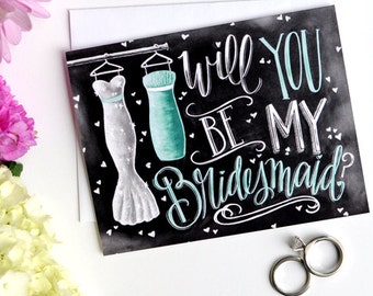 Will You Be My Bridesmaid Card, Will You Be My Bridesmaid, Bridesmaid Proposal, Chalkboard Art, Bridesmaid Thank You Card, Rustic Wedding