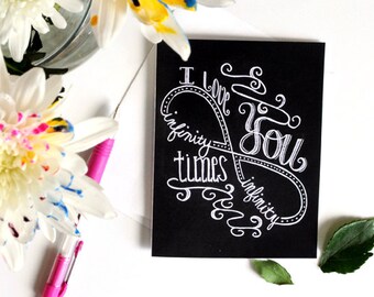 I Love You Infinity Chalkboard Card, Anniversary Gift