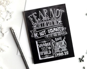 Isaiah 41:10 Scripture Card, Chalkboard Typography Art
