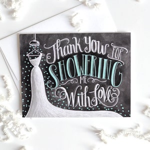 Bridal Shower Thank You Card, Bridal Thank You Card, Chalkboard Art, Wedding Thank You Card, Thank You Bridal Shower, Chalk Art, image 1