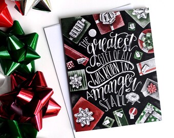 Christmas Card, Jesus, Merry Christmas, Christian Christmas Card, Chalk Art, Chalkboard Art, Typography,