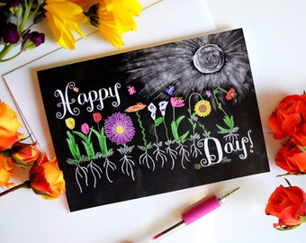 Mothers Day Card Chalkboard Card Unique Card Spring Flowers Chalk Art Print Chalk Typography Chalkboard Art Hand Drawn Hand Lettering