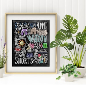 Strandhaus Dekor, Strandhaus, Strand Kunst, Sommer Kunst, Typografie, Chalk Art, Chalkboard Art, Sommer
