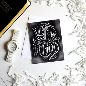 Encouragement Card, Sympathy Card, Let Go And Let God, Chalk Art, Chalkboard Art image 2