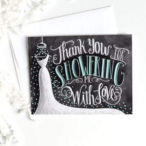 Bridal Shower Thank You Card, Bridal Thank You Card, Chalkboard Art, Wedding Thank You Card, Thank You Bridal Shower, Chalk Art, image 2
