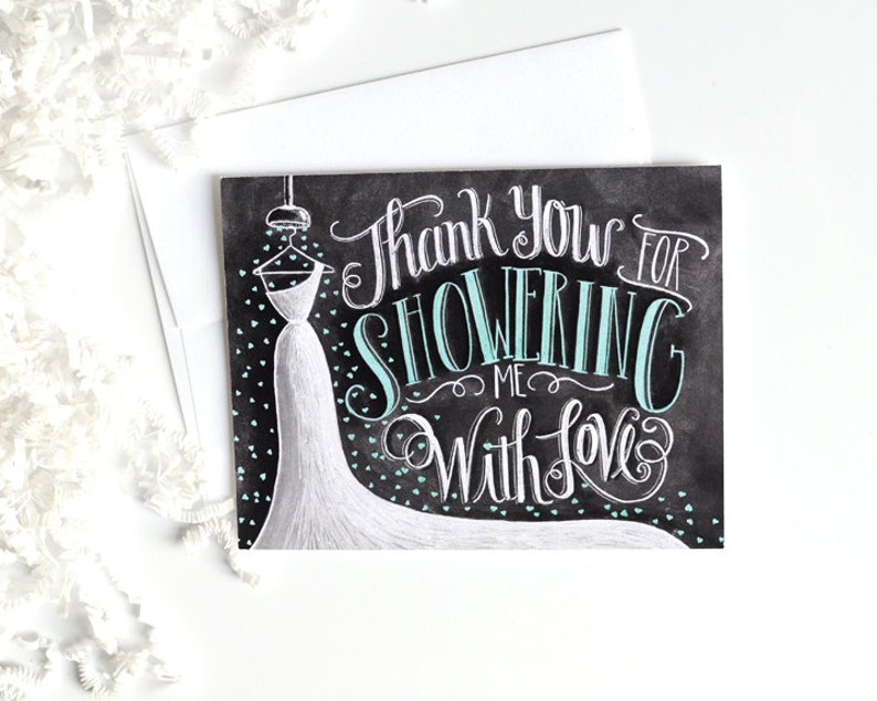 Bridal Shower Thank You Card, Bridal Thank You Card, Chalkboard Art, Wedding Thank You Card, Thank You Bridal Shower, Chalk Art, image 2