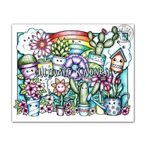 Coloring Page For Adults Download, Kawaii Art Coloring Page, Coloring Pages For Kids, Kawaii Cute, Cultivate Kindness, Kawaii Art Print