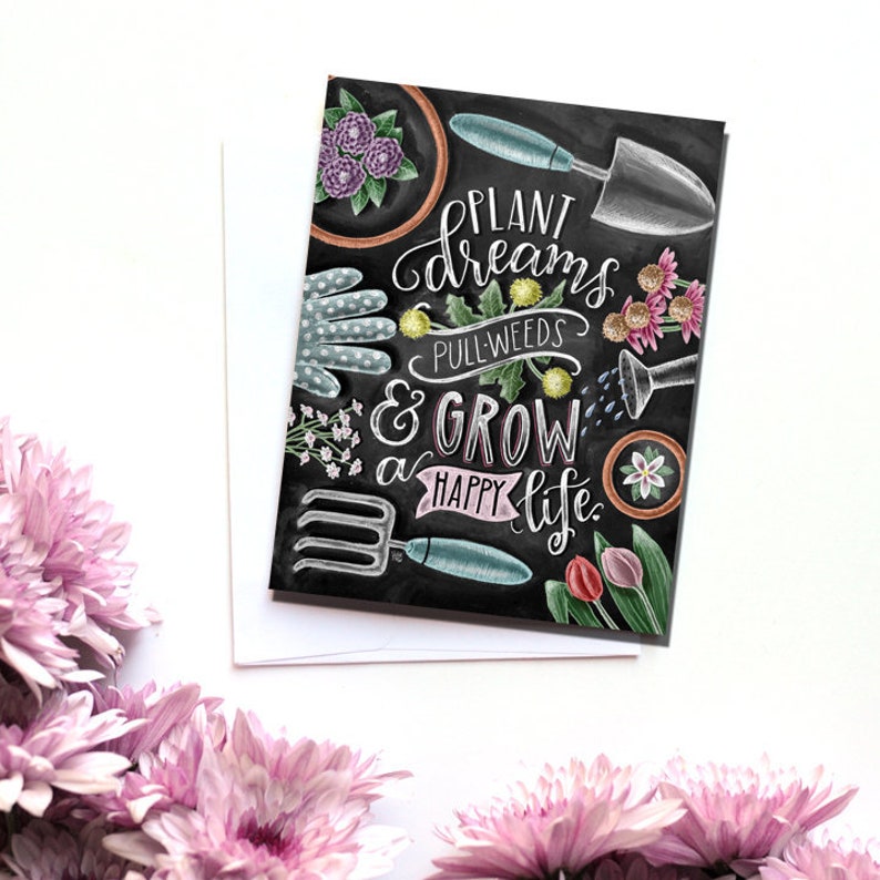 Garden Lover Gift Spring Card Gardening Card Chalkboard Etsy