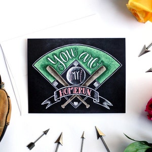 Father's Day Card Baseball Card Homerun Love Card Chalk Typography Hand Lettered Chalkboard Art Baseball Fan Unique Card Chalk Art Babe Ruth image 2