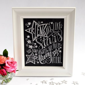 Friendship Gift, Chalk Art, Chalkboard Art, Friends Are Like Stars, Friendship Quote, Gift For Best Friend, Best Friend Gift, Friend Print, image 5