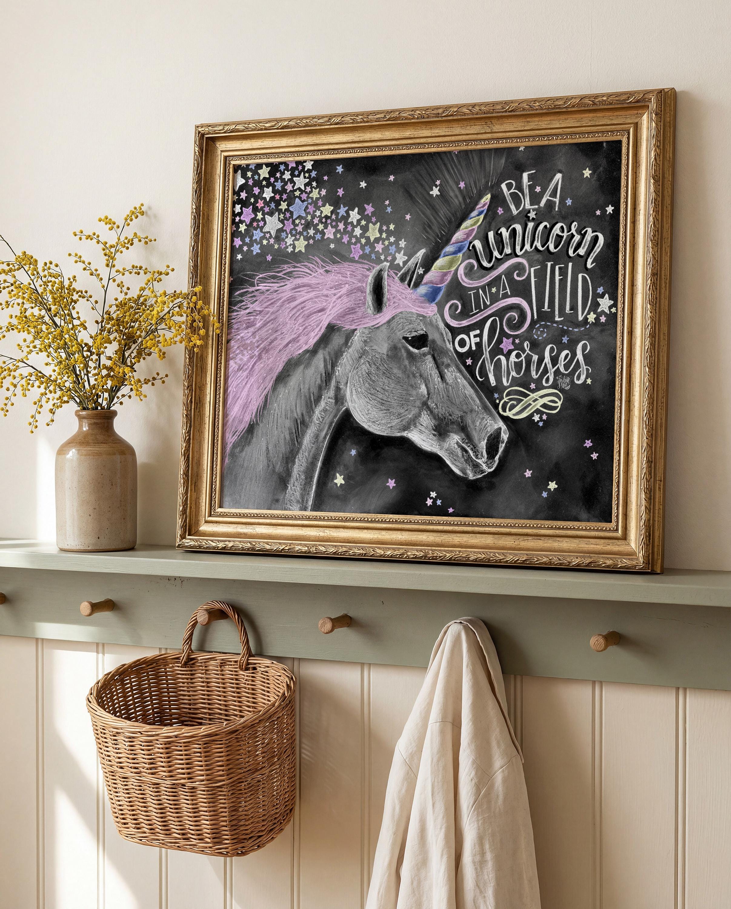 Chalkboard Unicorn Art Print, Girls Room Decor - Etsy
